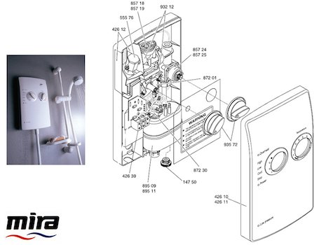 Mira Sprint Mk1 (1998-2000) spares breakdown diagram