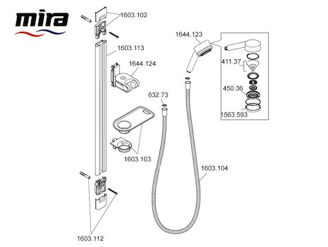 Mira Starglide fittings spares breakdown diagram