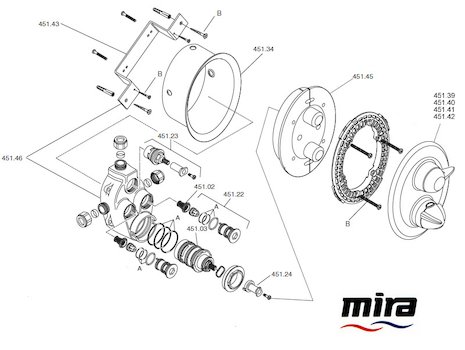 Mira Verve B (2003-2009) spares breakdown diagram