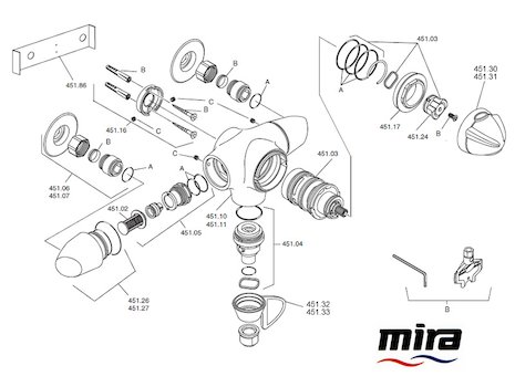 Mira Verve Exposed (2005-2009) spares breakdown diagram