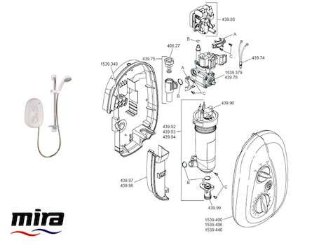 Mira Vie MK1 spares breakdown diagram