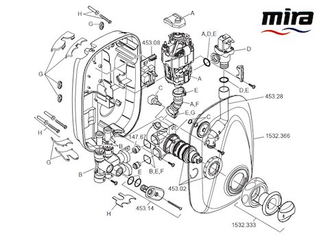 Mira Vigour Manual (1.1532.354) spares breakdown diagram