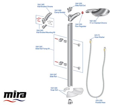 Mira Waterveil spares breakdown diagram