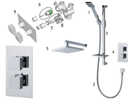 MX Atmos Select Square 3 way valve (HLG) spares breakdown diagram