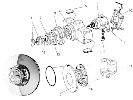 NewTeam 968 thermostatic valve spares breakdown diagram