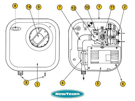 Newteam 1000 Plus Thermosatic (1000 Plus) spares breakdown diagram