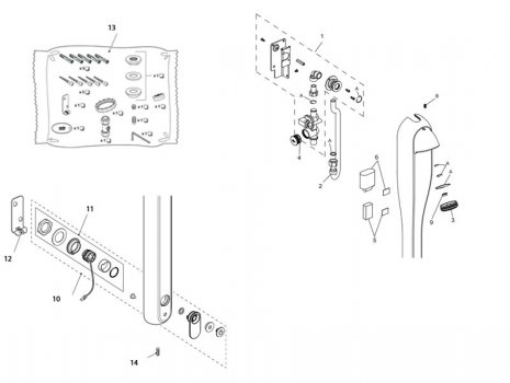 Rada S.PA 1 shower panel - silver (1.1776.001) spares breakdown diagram