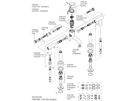 Rada Safetherm (deck mounted) (1.1704.002) spares breakdown diagram