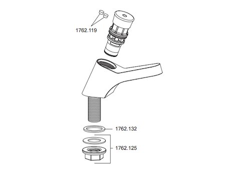 Rada T1 100 timed flow pillar tap (2.1762.056) spares breakdown diagram