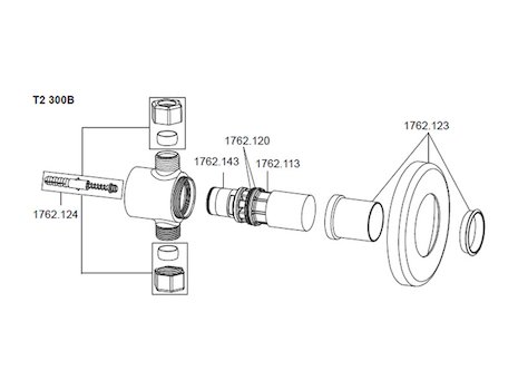 Rada T2 300B time flow valve - built in (2.1762.061) spares breakdown diagram