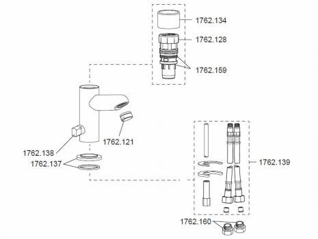 Rada T4 120 timed flow mixer tap (2.1762.082) spares breakdown diagram