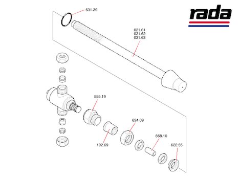 Rada TF31/1 through wall time flow control (1.0.095.01.1) spares breakdown diagram