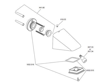 Rada VR2-CC vandal resistant shower head (2.1652.010) spares breakdown diagram