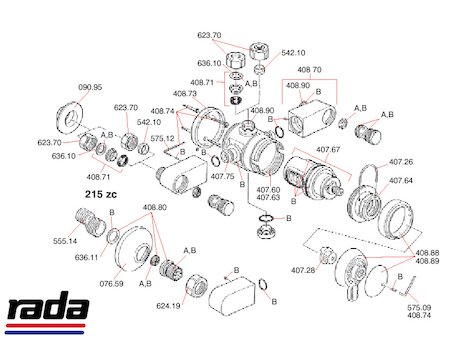 Rada 215 Exposed spares breakdown diagram