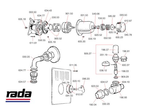 Rada A5 (A5) spares breakdown diagram