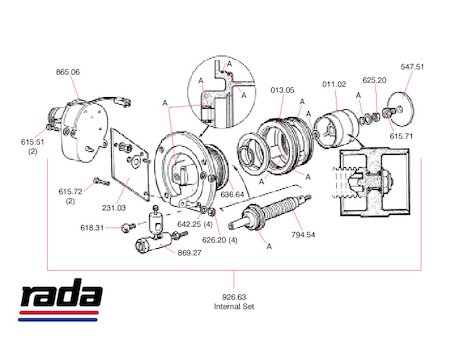 Rada RMX Internal Set (32RMX) spares breakdown diagram