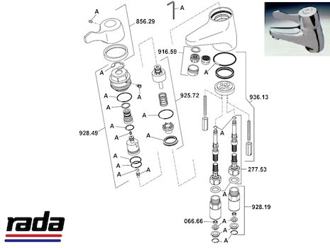 Rada Thermotap-3 (Thermotap-3) spares breakdown diagram