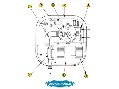 ShowerForce 1000-XM (1000XM) spares breakdown diagram