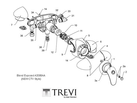 Trevi Blend Exposed A3086AA (Blend A3086AA) spares breakdown diagram