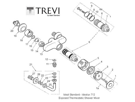 Trevi Idealux 712 Exposed (Idealux 712) spares breakdown diagram