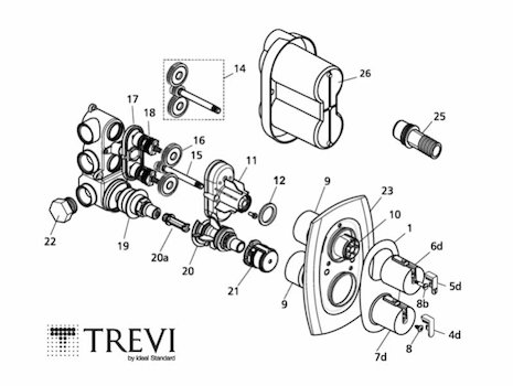 Trevi Outline Built-in A3700 (Outline A3700) spares breakdown diagram