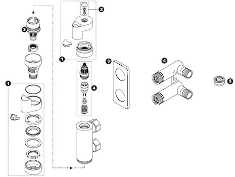 Triton Valdi thermostatic vertical shower valve (SFXVALTHBMVT) spares breakdown diagram