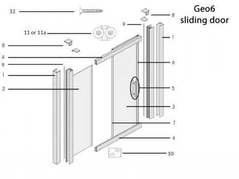 Twyford Geo6 sliding door spares breakdown diagram