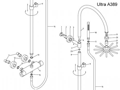 Ultra Minimalist Infinity (A389) spares breakdown diagram