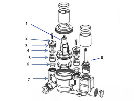 Ultra Quest thermostatic shower valve (Quest dual) spares breakdown diagram